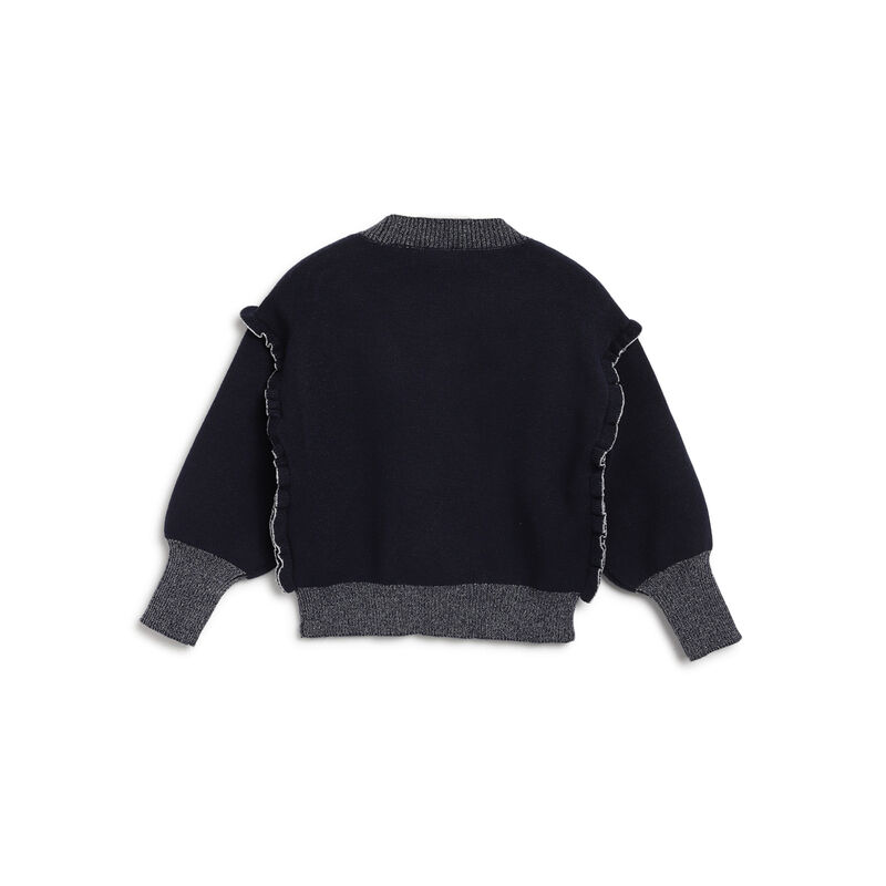 Girls Dark Blue Applique Pullover image number 1